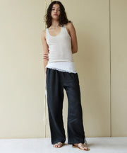 side stripe linen pant BLACK